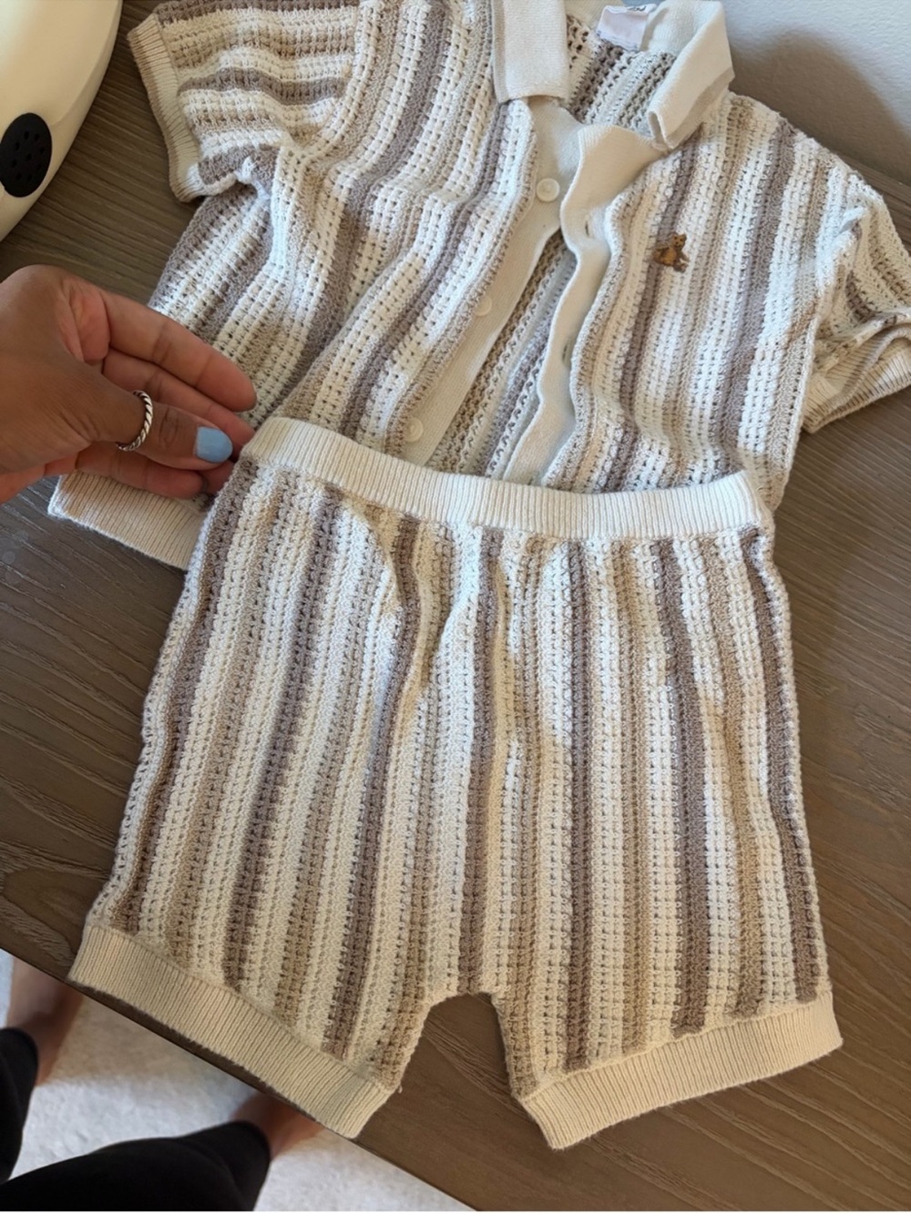 GAP Cream and Beige Striped Knit Kids Matching Set